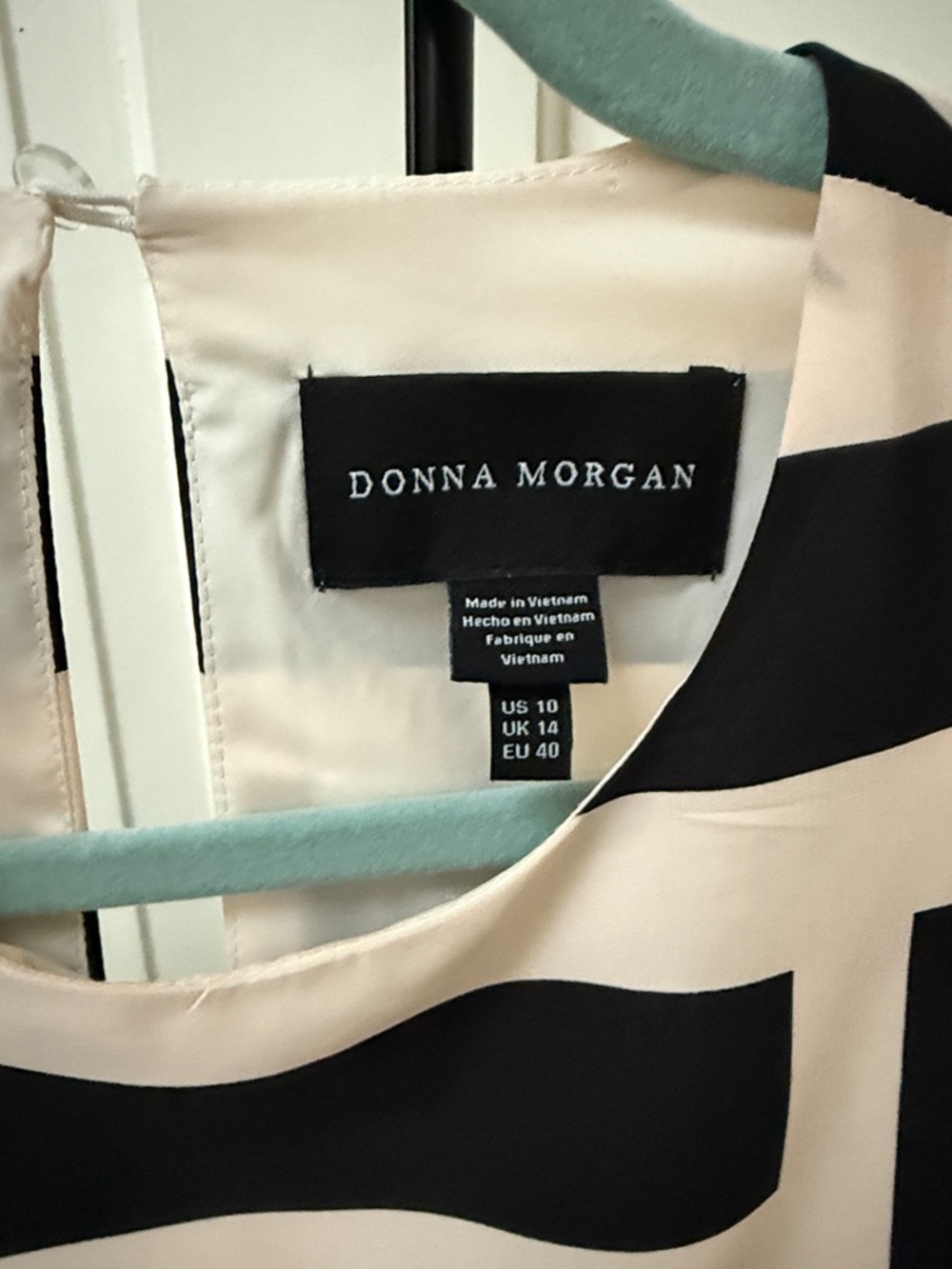 Black & Cream Donna Morgan Size 10 Geometric Maxi Dress - Women - Picture 3 of 3